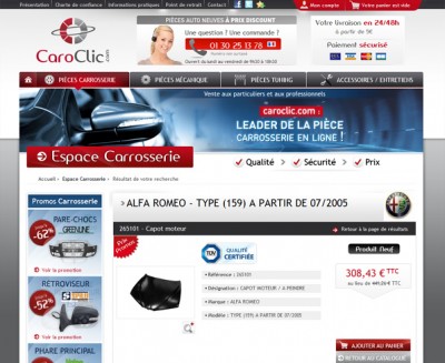 CAROCLIC est un site spécialisé dans la vente de pièces détachées automobiles