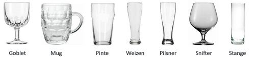 différent verres à bière