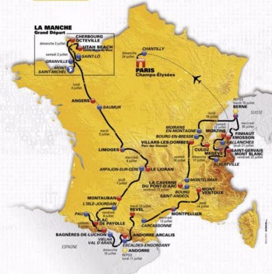 CARTE DU PARCOURS TOUR DE FRANCE 2016