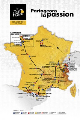 carte et parcours du Tour de France 2016
