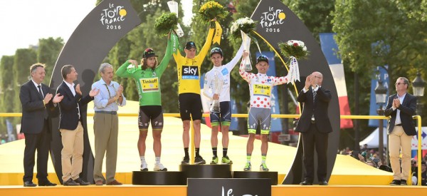 Podium du Tour de France 2016 : Christopher Froome maillot jaune