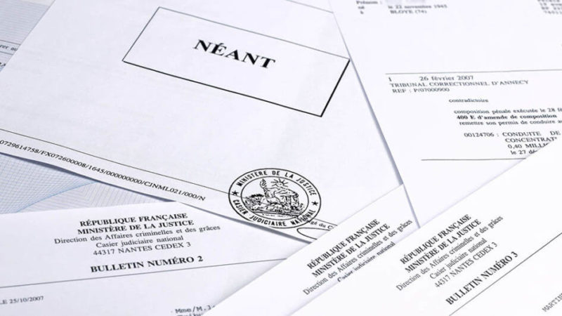 types d'extraits de casier judiciaire