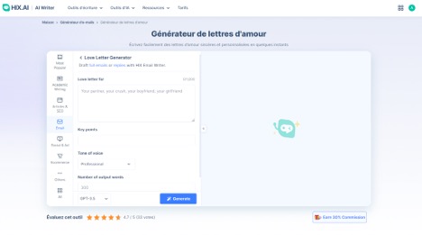 Générateur de lettres d'amour de HIX.AI