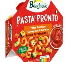 Bonduelle-pasta-pronto-pates-gramigna-courgettes-carottes-sauce-arrabbiata