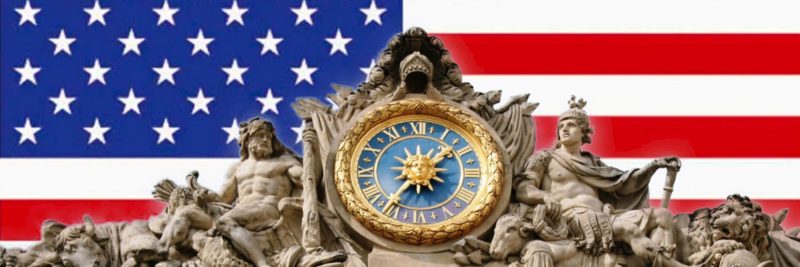 Reconstitution historique de l’Indépendance américaine dans les jardins de Trianon au Château de Versailles avec soldats et chevaux