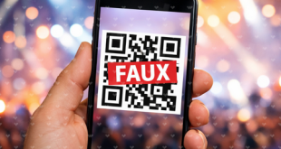 QR code faux billet concert avec mention faux en rouge