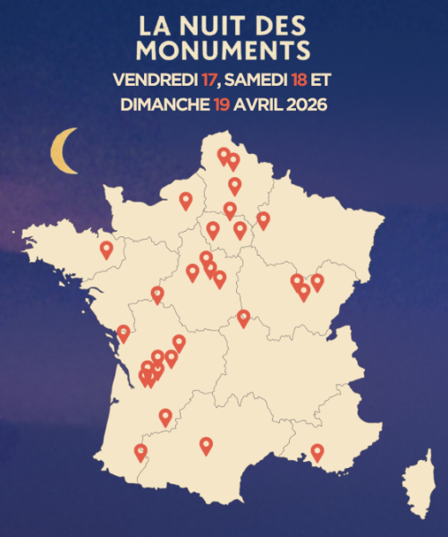 Visite nocturne lors de la Nuit des Monuments 2026 dans un château illuminé