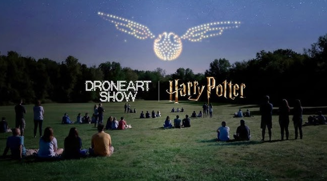 Spectacle DroneArt Show Harry Potter Paris avec 1 200 drones lumineux dans le ciel de l’Hippodrome de Vincennes